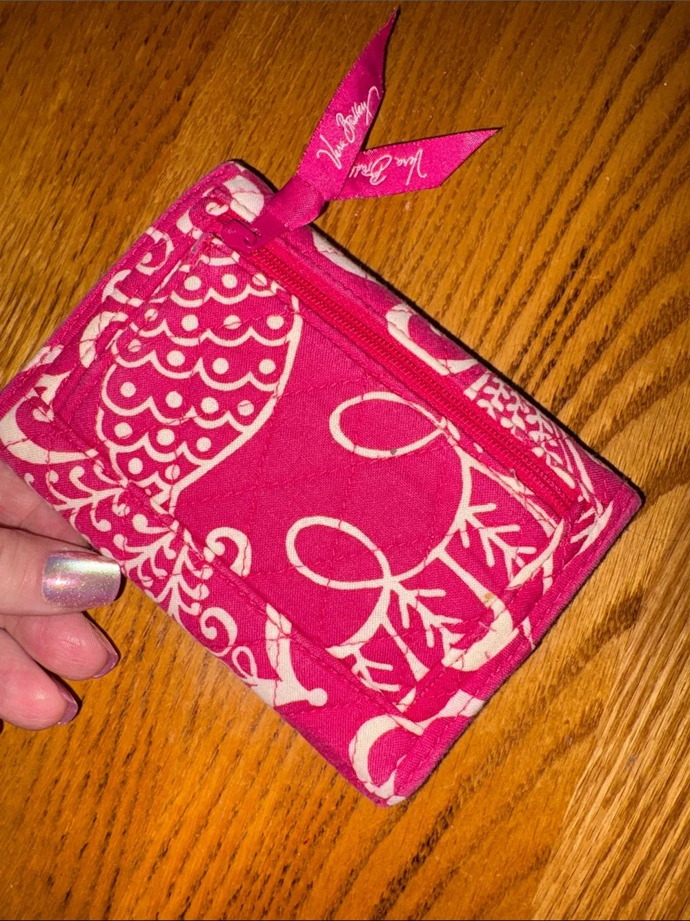 Vera Bradley Raspberry Pink Floral Quilted Wallet & Zip Wristlet Two for One! - Picture 5 of 7